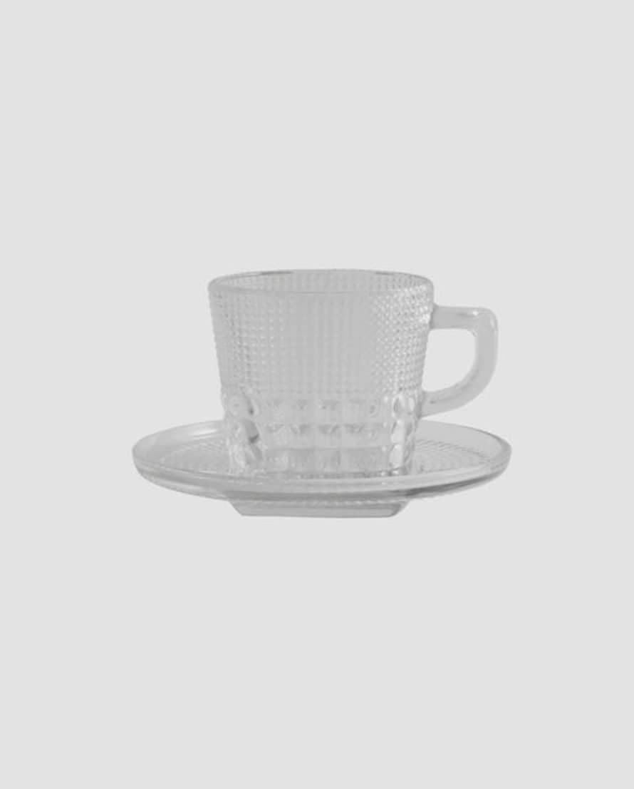 Nordal Glass Cup W/saucer, Clear Glass