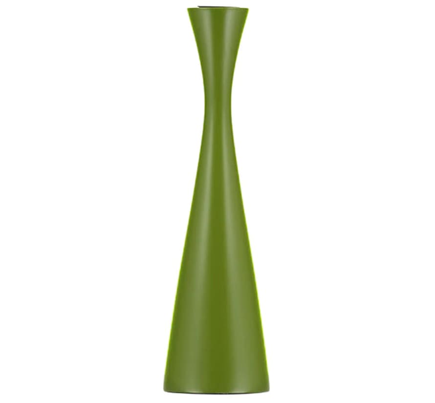 British Colour Standard Tall Olive Green Wooden Candle Holder