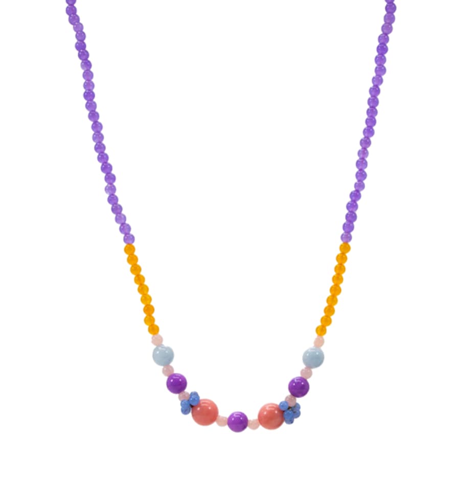 HN Aquamarine, Jade & Glass Decorative Beaded Necklace