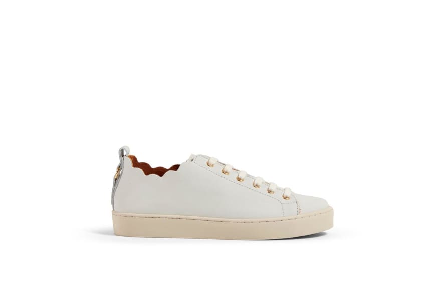 Maison Toufet Julie Scallop Off White Leather Sneakers