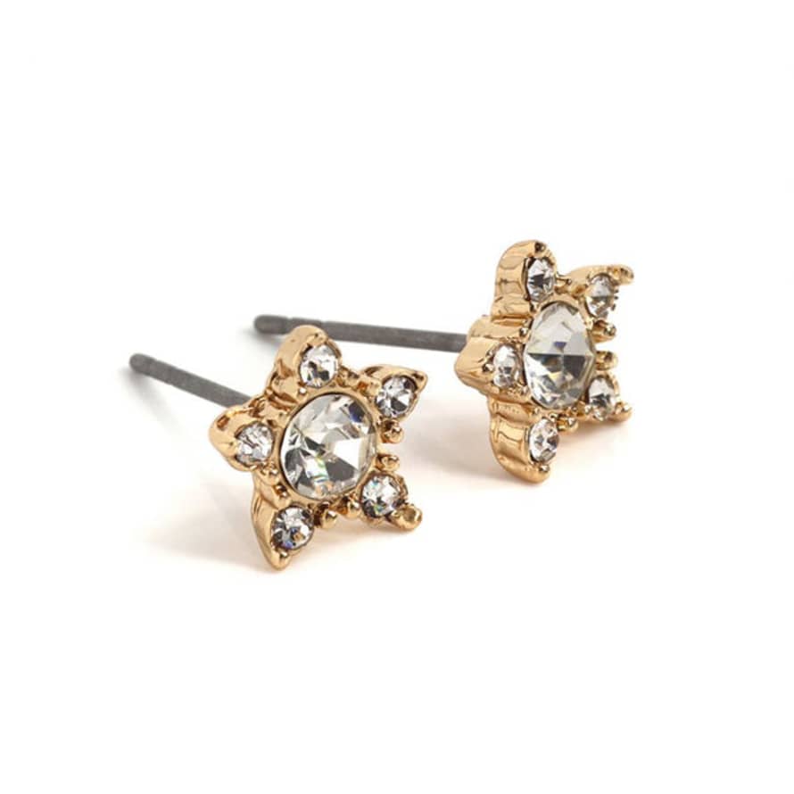 Peace of Mind Earrings - Gold Crystal Star Studs