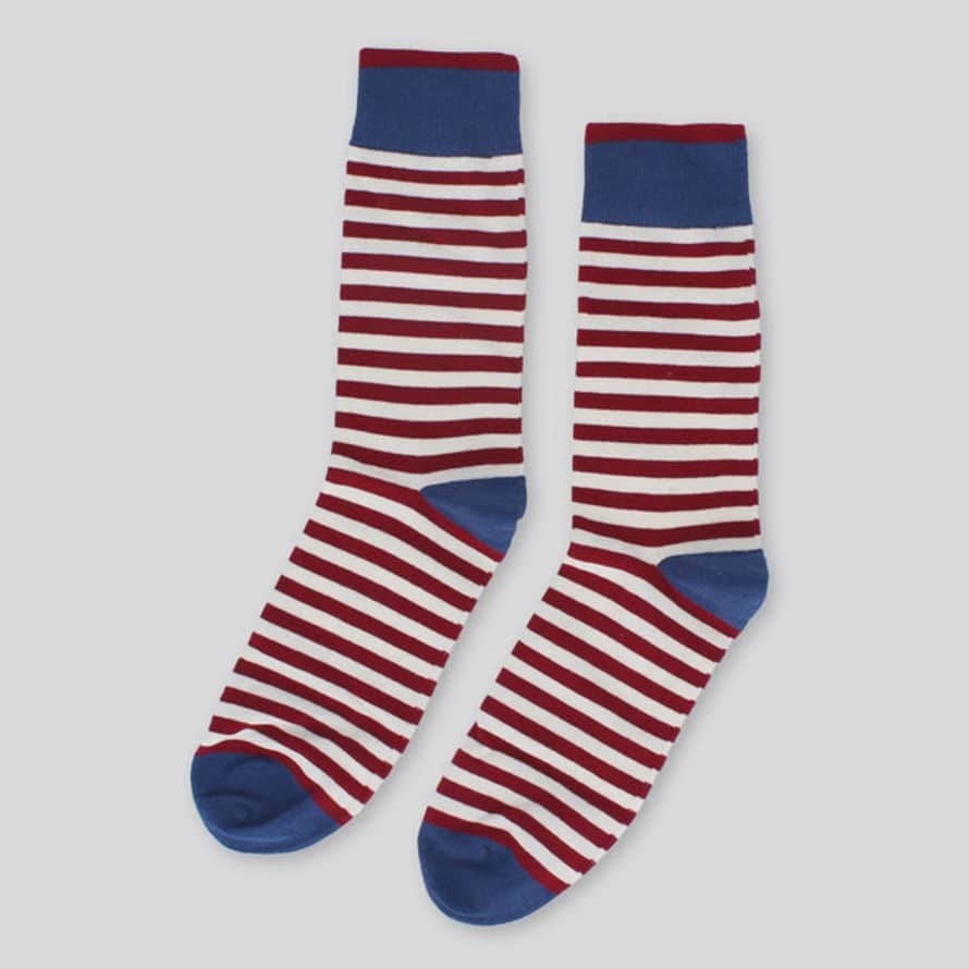 livs Pair of Socks - Men's Red, White & Blue Stripe