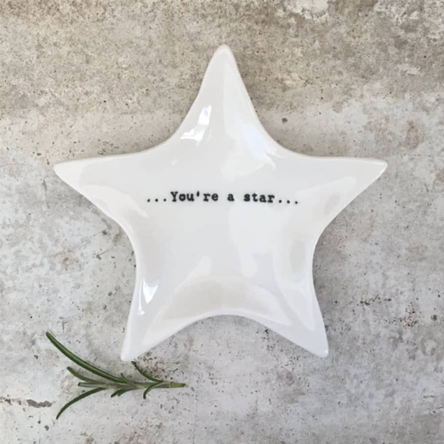 East of India Porcelain Star Dish - Youre A Star