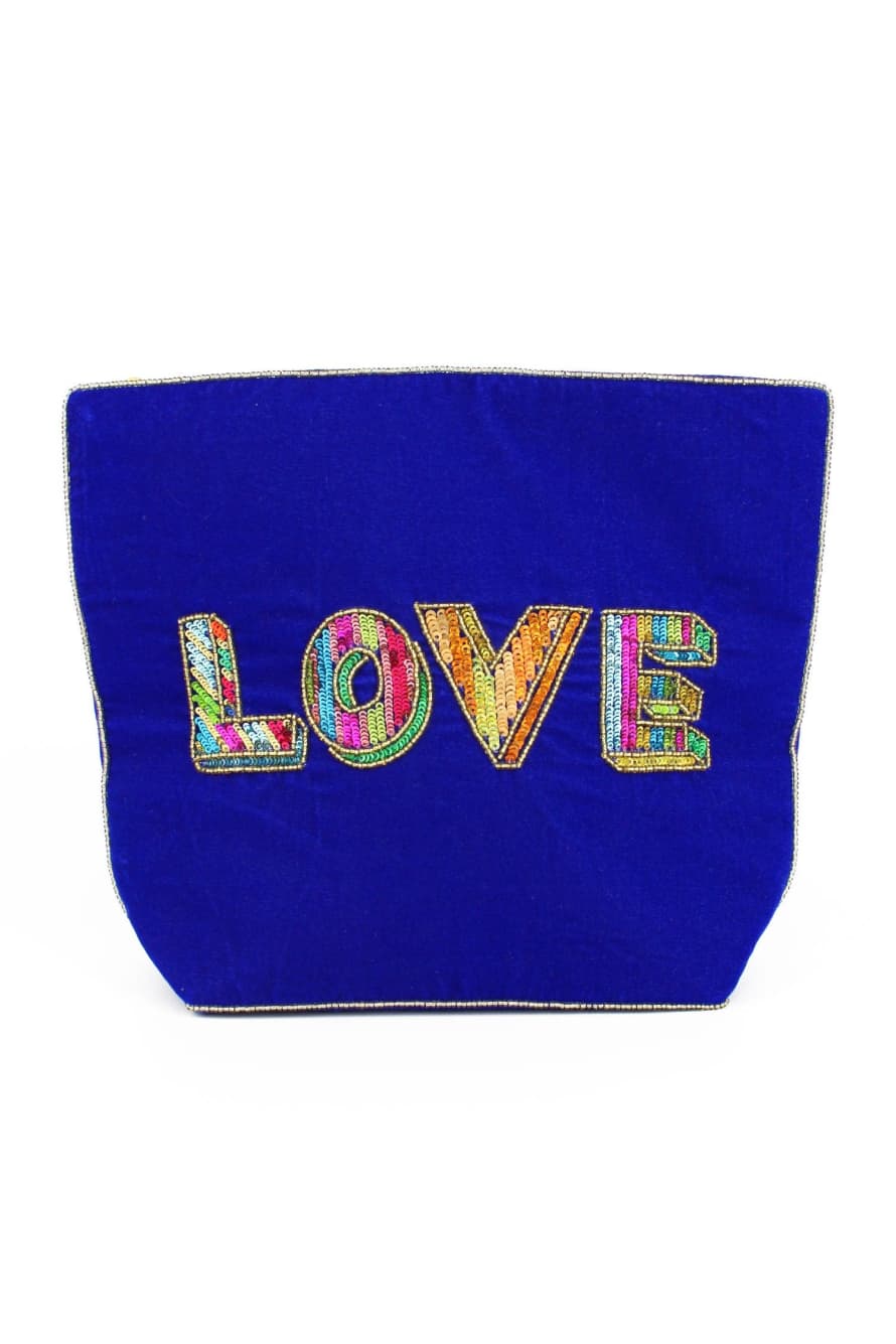 My Doris Love Velvet Make Up Bag - Blue