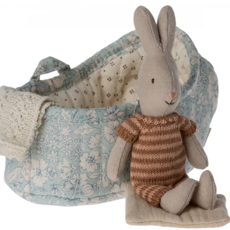 Maileg Rabbit In Carrycot-Brown