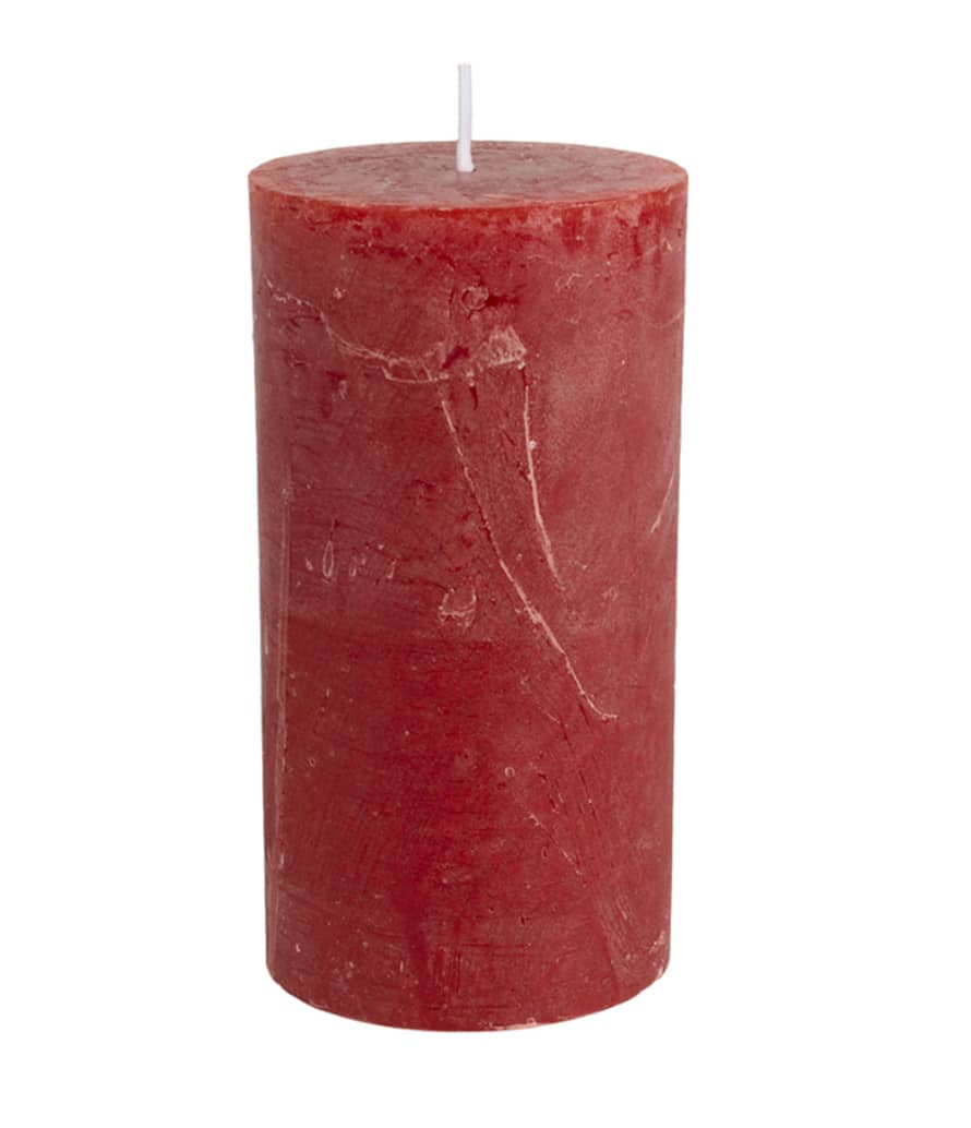 Rustic Pillar Candle in Lipstick Red 