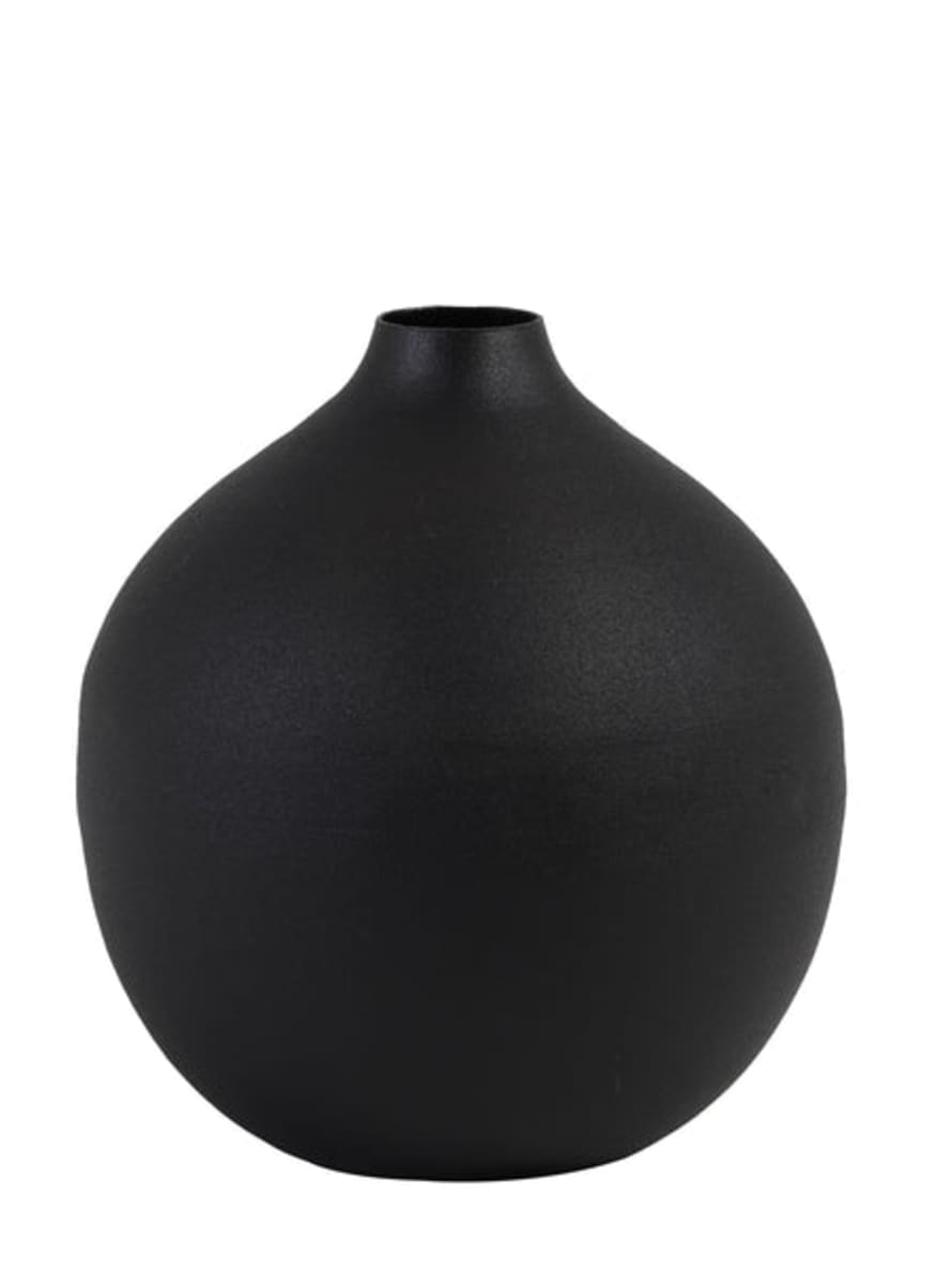 Light & Living Ryat Decorative Metal Vase In Matt Black