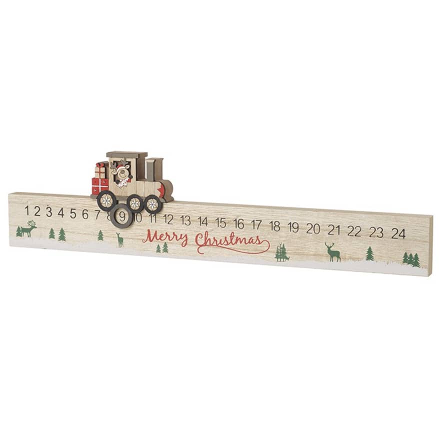 Wooden Advent Calendar with Christmas Train 