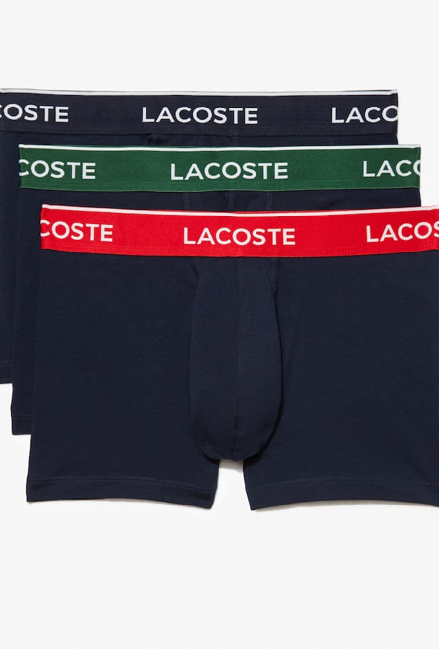 Lacoste Lacoste Men's Pack Of 3 Casual Trunks With Contrasting Waistband