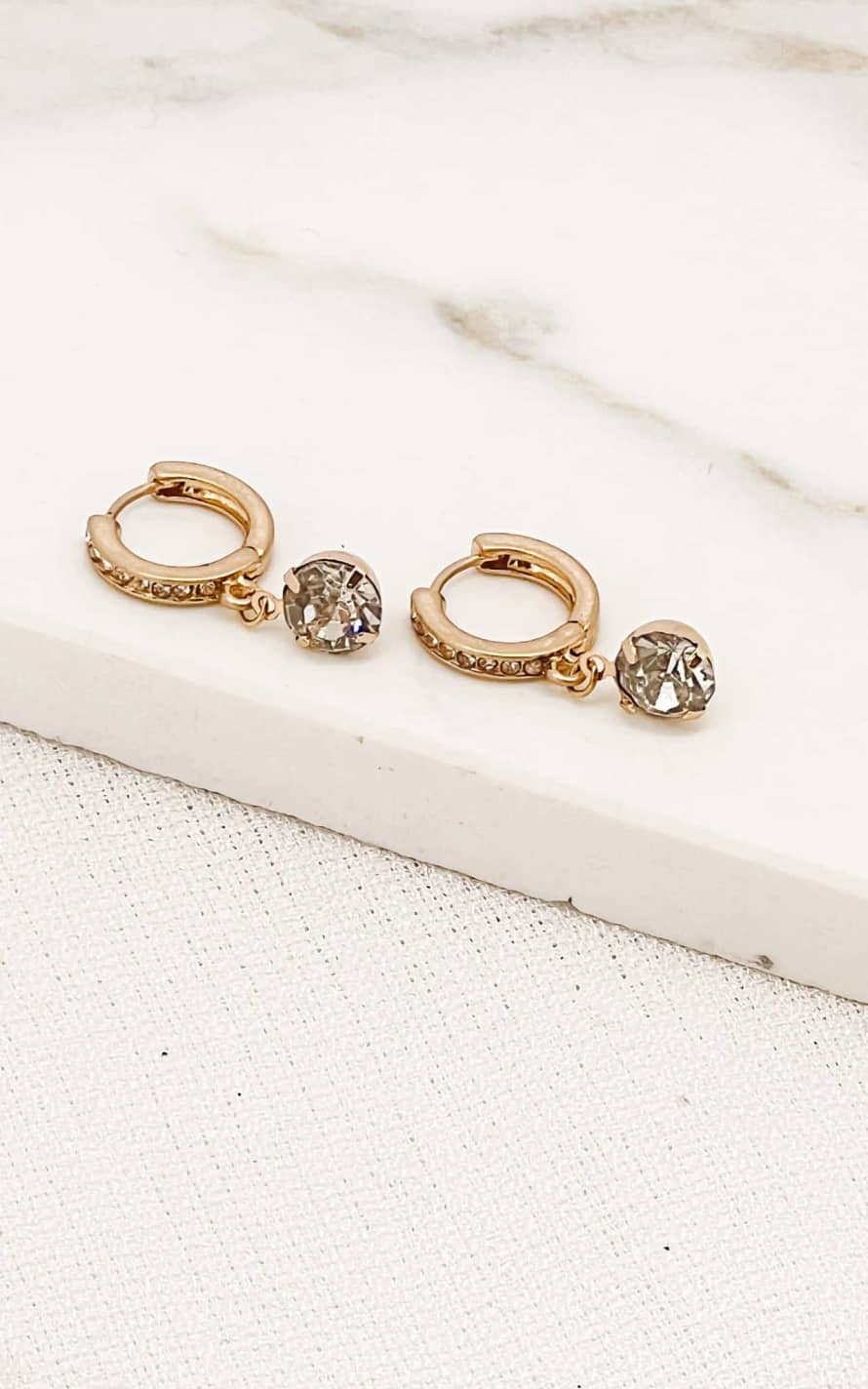 ENVY JEWELLERY Gold Diamante Hoop Earrings
