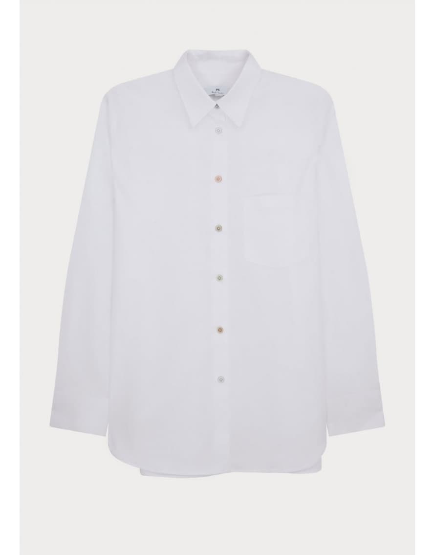 Paul Smith Paul Smith Multi Colour Button Oversize Shirt Col: 01 White, Size: 10