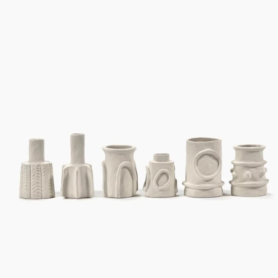 Serax Set of 6 Small Beige Molly Vase 