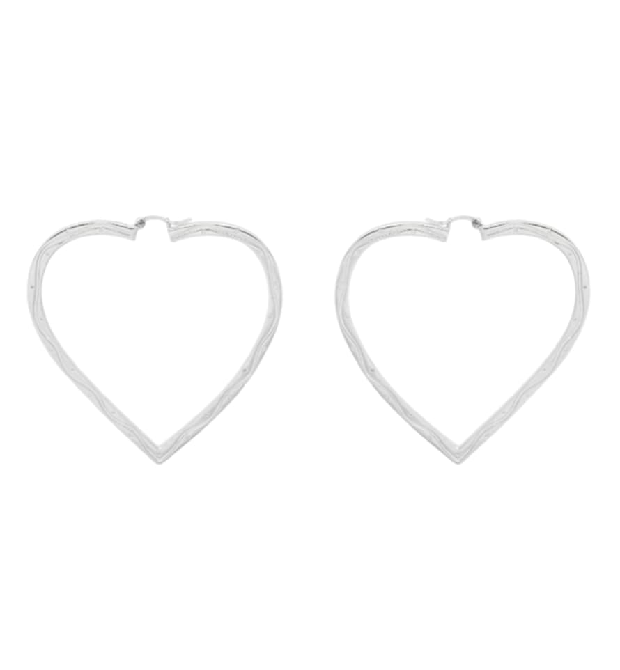 Anna + Nina Funky Love Hoop Earrings - Silver