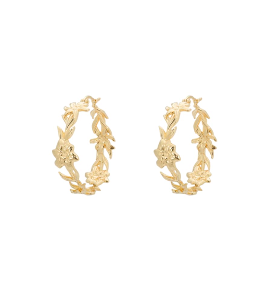 Anna + Nina Flower Crown Hoop Earrings - Gold