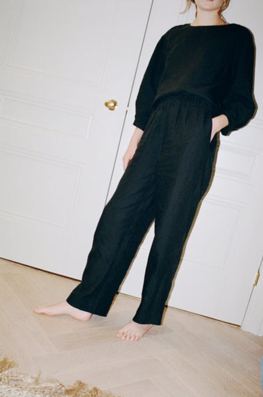 Má + Lin_online Maya Linen Trousers - Black