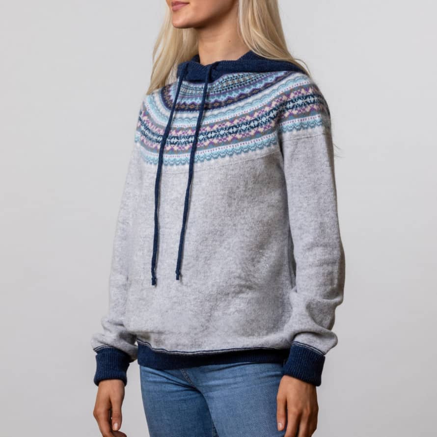 ERIBE Knitwear Alpine Lambswool Hoody Sweater | Arctic
