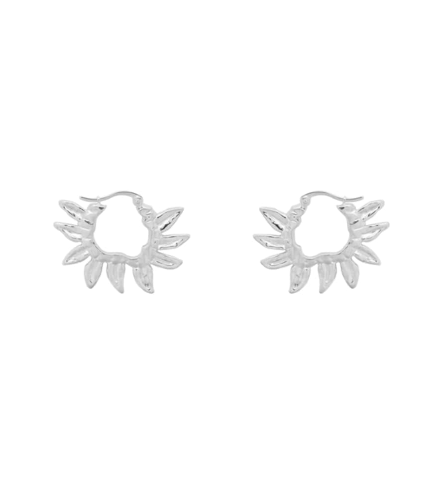Anna + Nina Sunflower Petals Hoop Earrings - Silver