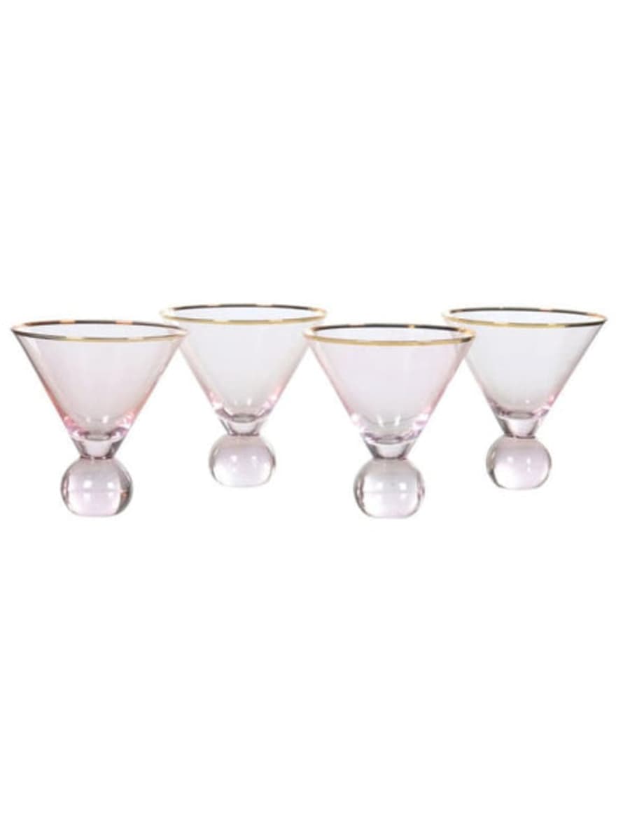 Coach House Pink with Gold Rim Martini Glass