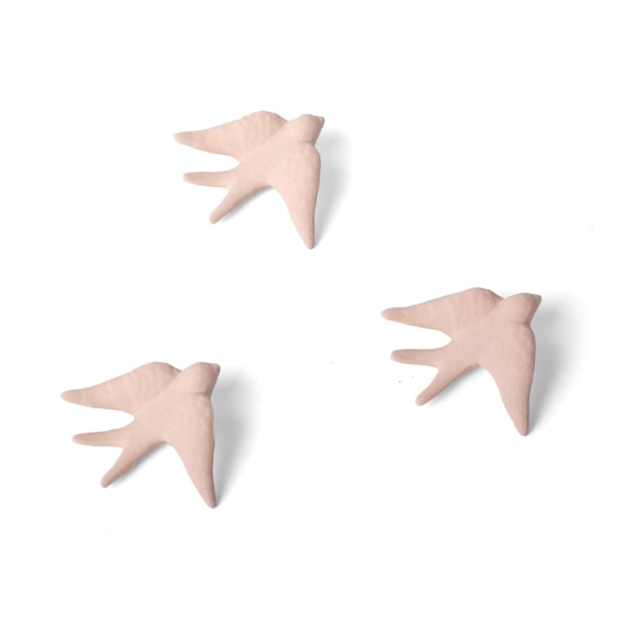 casa atlantica Set of 3 Pale Pink Small Ceramic Matte Finish Decorative Siras Swallows