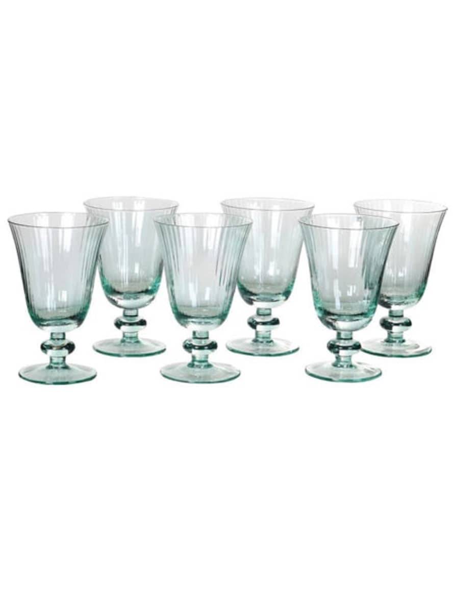 Coach House Green Ribbed Wine Glass