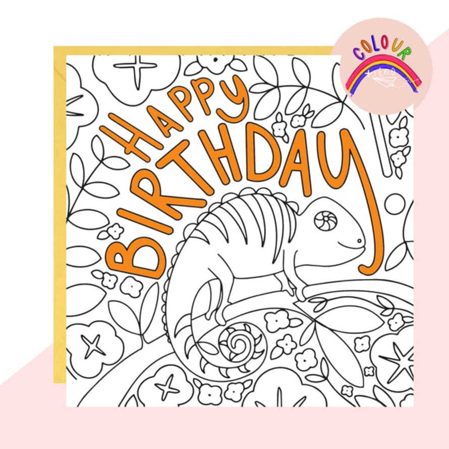 Lottie Simpson Colour + Send Card (Happy Birthday Chameleon)