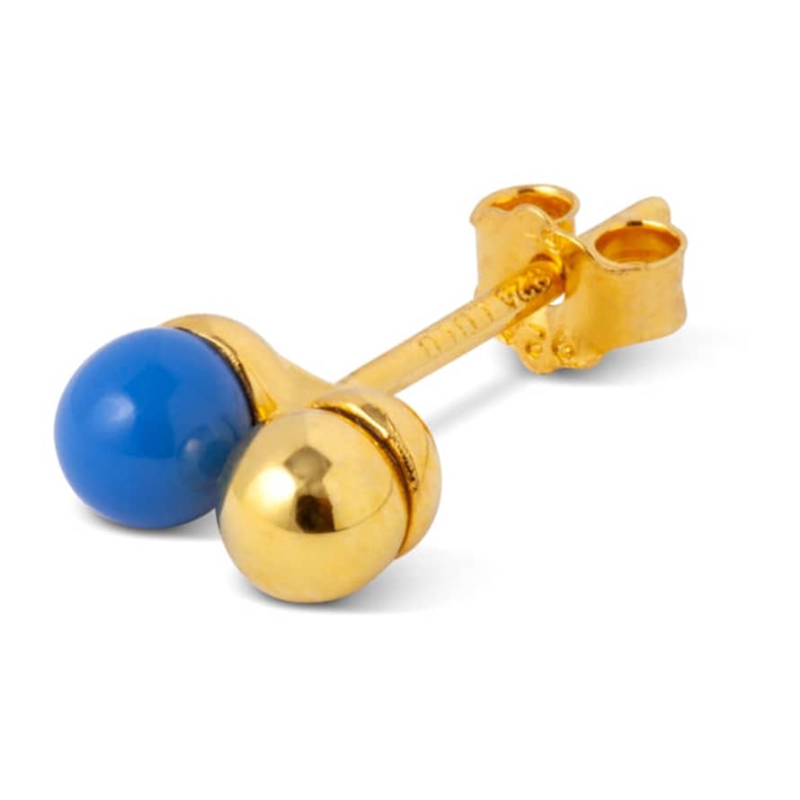 LULU Copenhagen Blue Gold Double Color Ball Earring