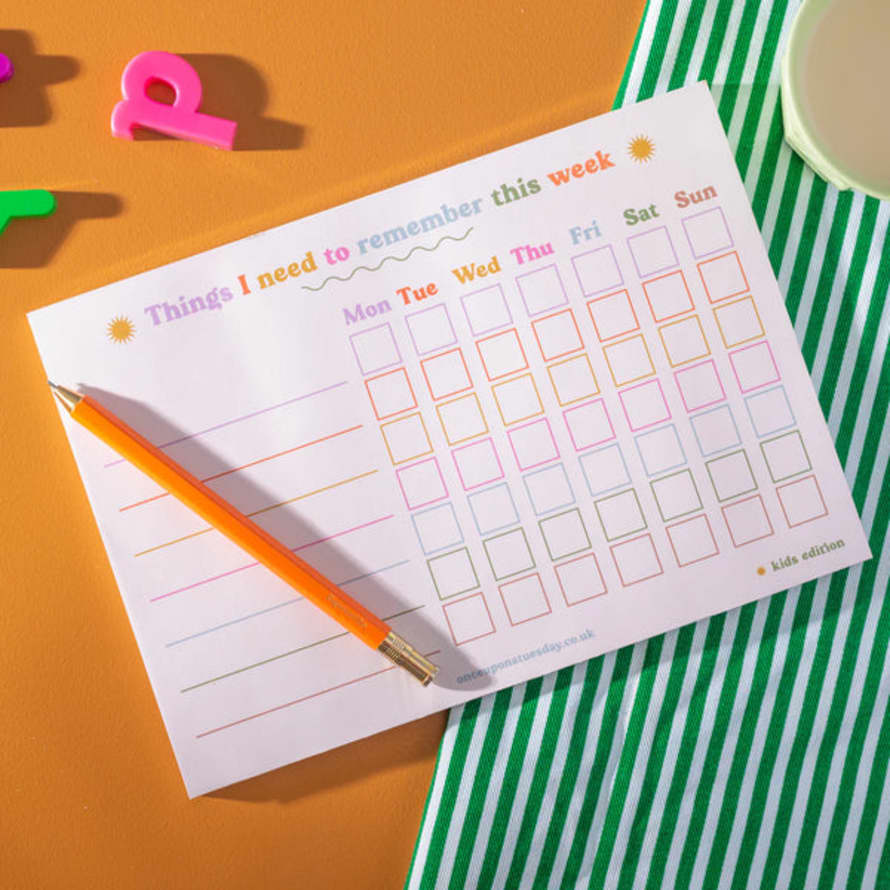 Once Upon a Tuesday Kid's Weekly Habit Tracker Pad A5