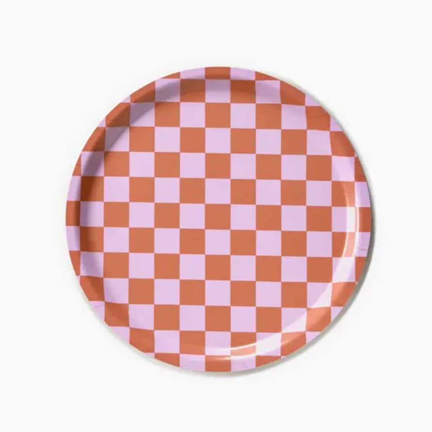 BLU KAT Orange & Pink Checkerboard 31cm tray