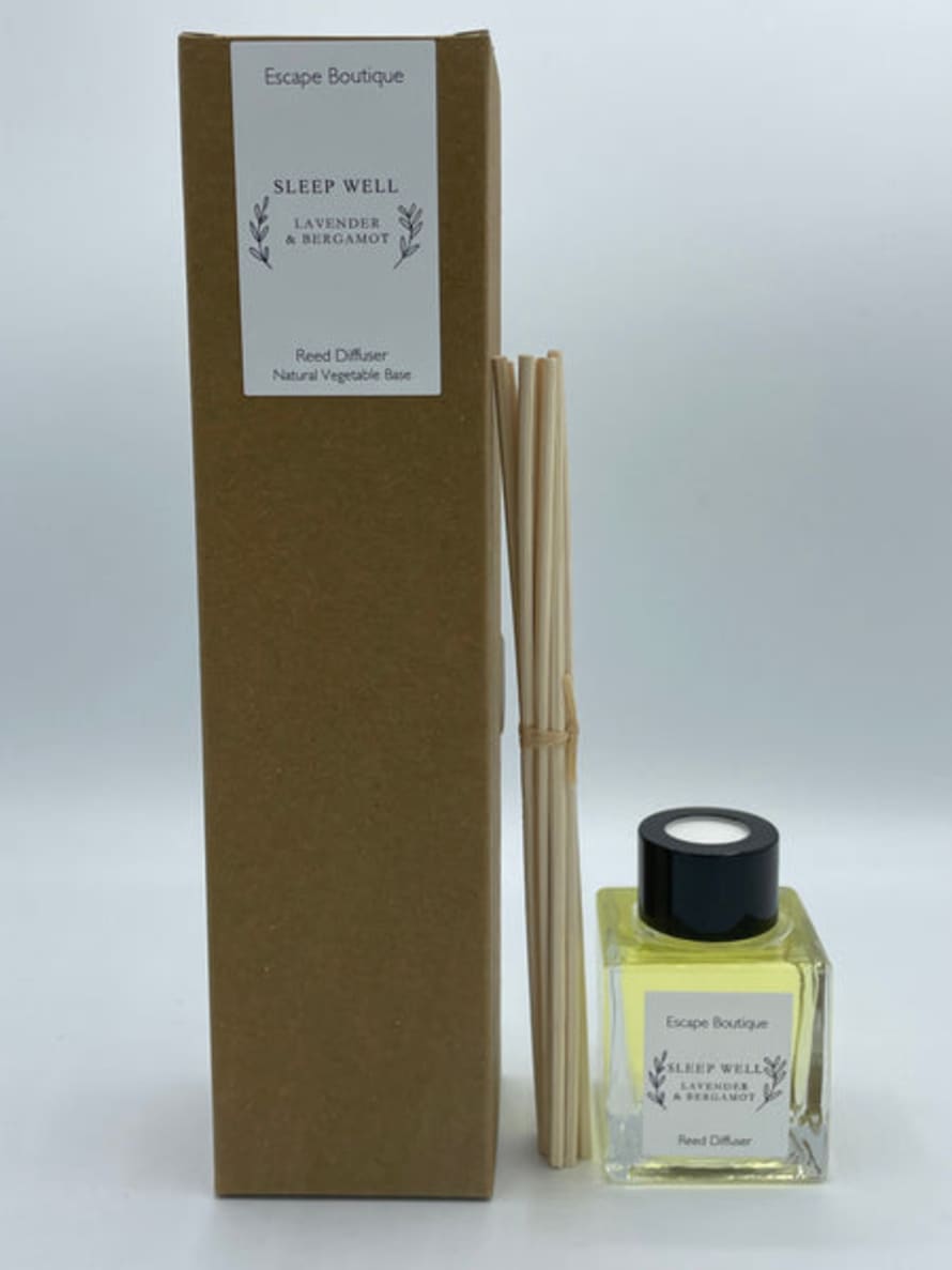 Heaven Scent Incense Ltd Sleepwell (Lavender and Bergamot) 50ml Reed Diffuser Clear Glass