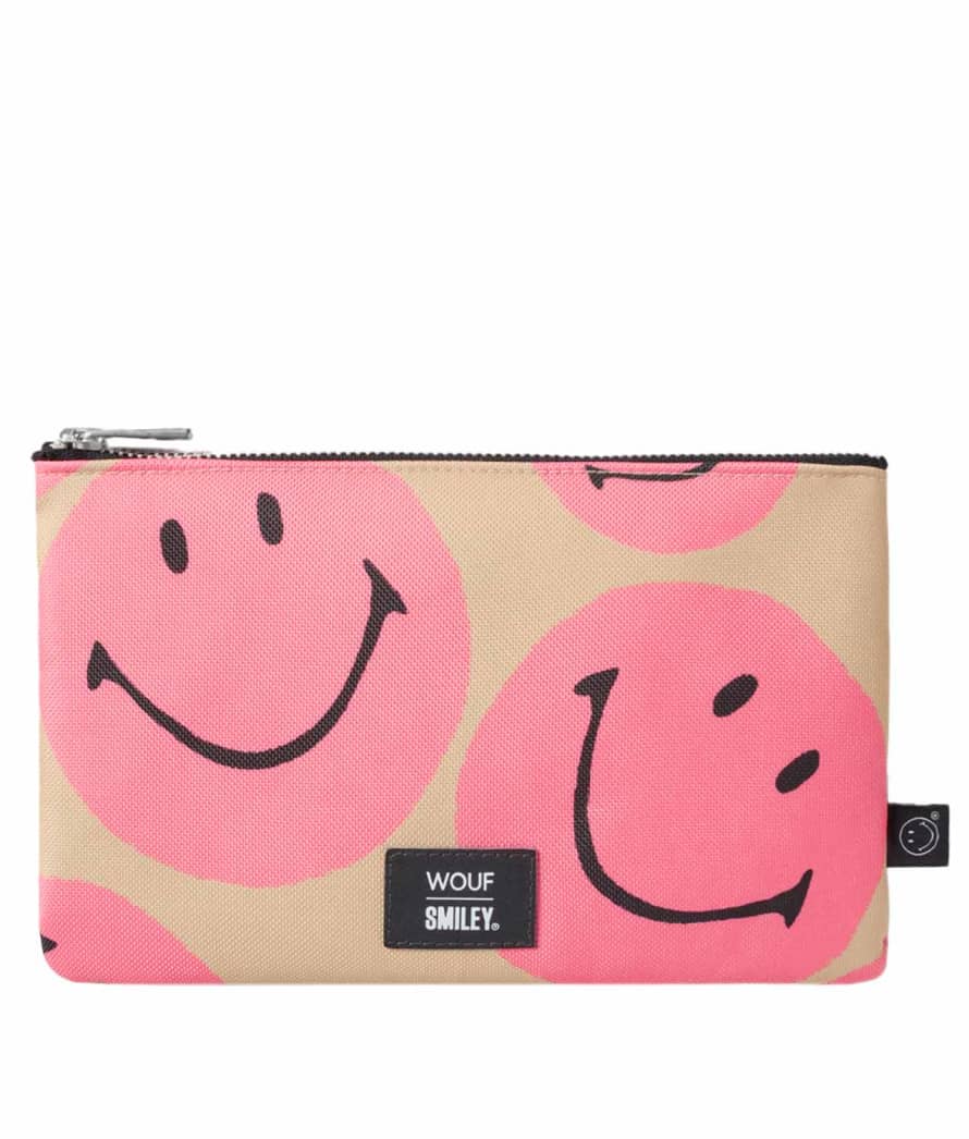 Wouf Pink Smiley Large Pouch