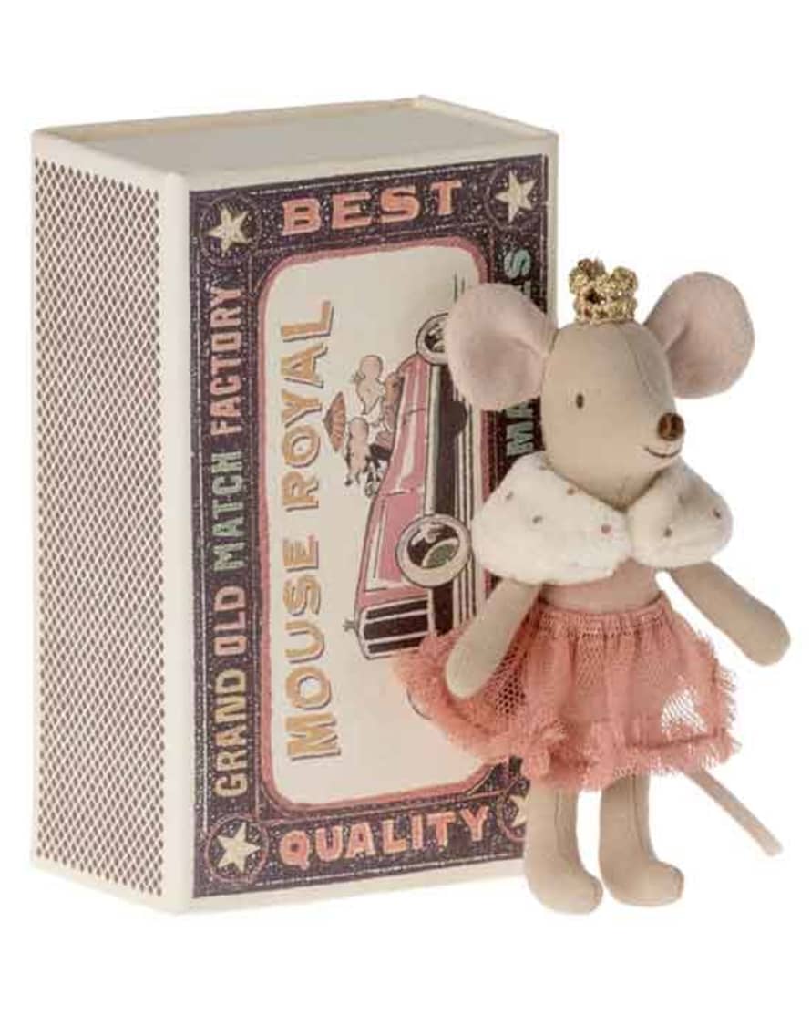 Maileg Princess Mouse, Little Sister In Matchbox - Pink