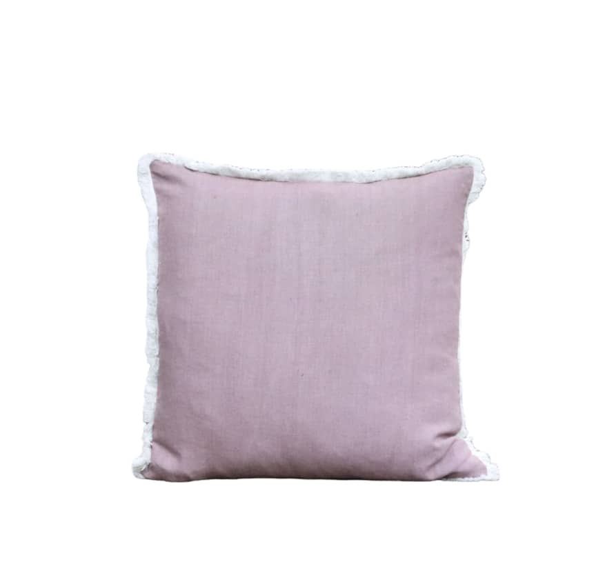 Indigo & Wills Mauve Fringe Edged Linen Cushions