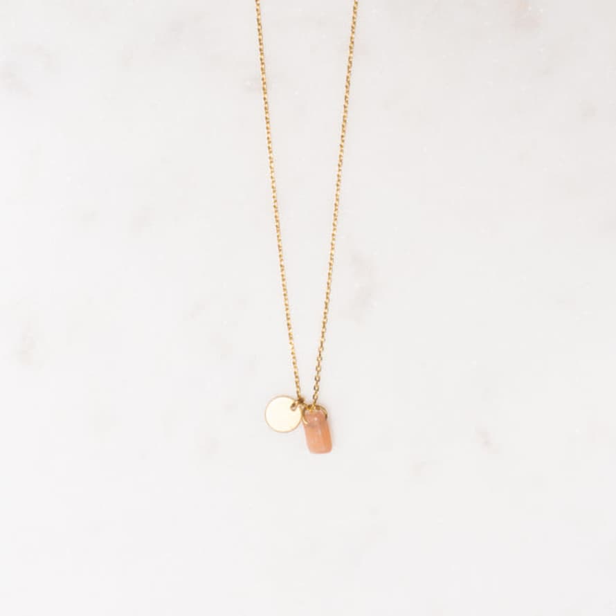 State Of A Peach Short Gem Chip And Circle Necklace