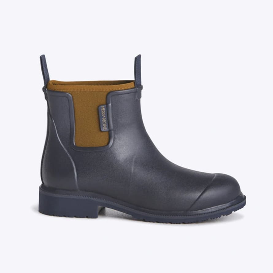 Merry People | Bobby Ankle Wellington Boot | Oxford Blue & Tan