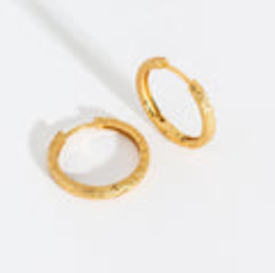 Claire Hill Antique - Textured Gold Huggie Earrings