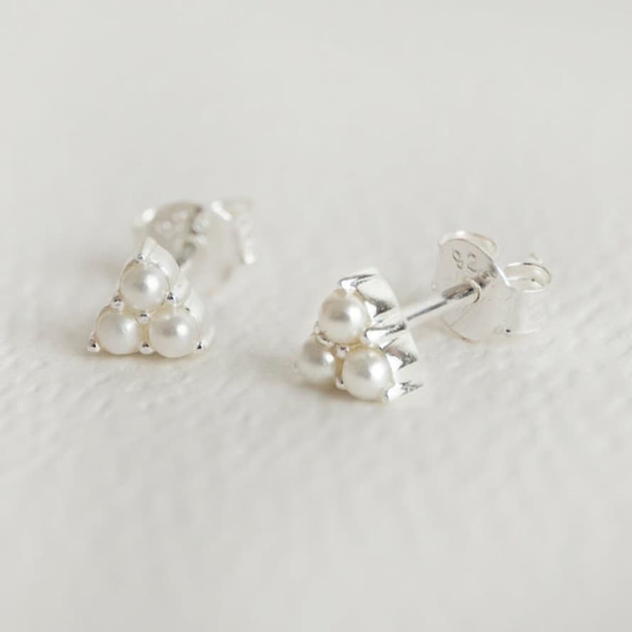 Claire Hill Designs Triple Pearl Mini Stud Earrings - Silver By Claire Hill