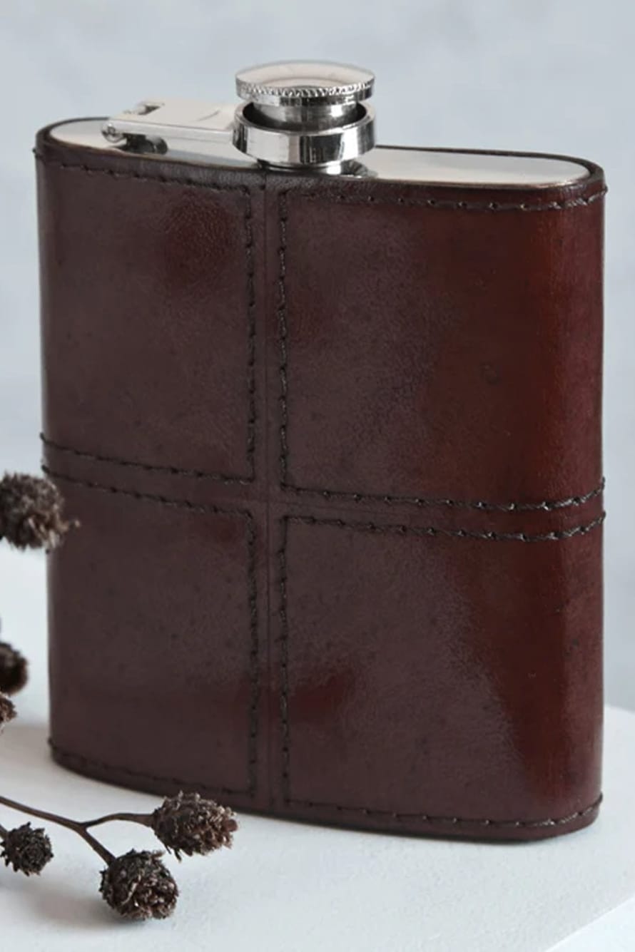 Life Of Riley Leather Hip Flask