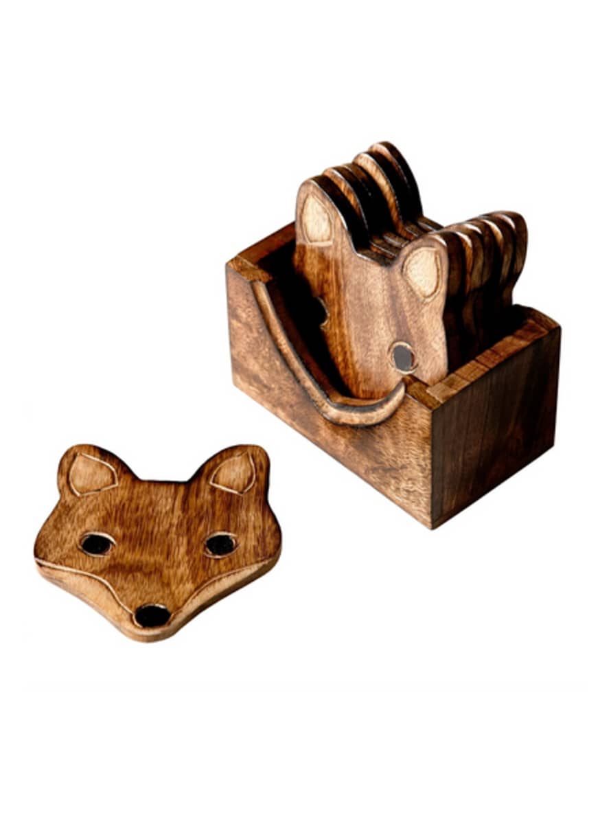 Sass & Belle  Wooden Fox Coasters Set of 6