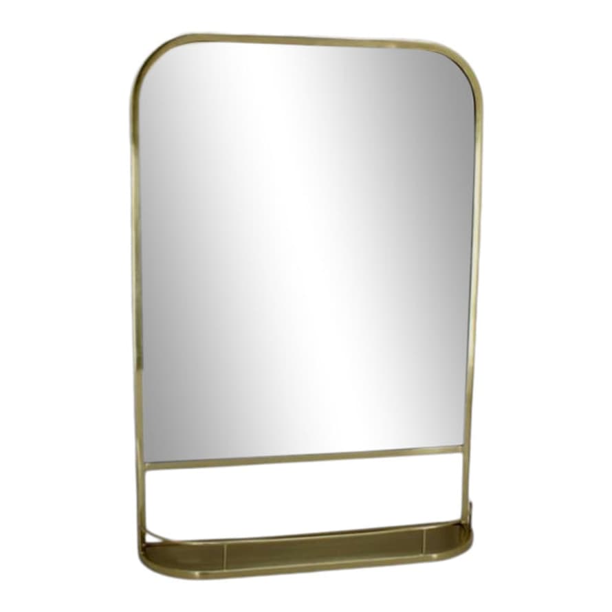 Maitri Lucas Wall Mirror W/Mini Shelf Brass Tone