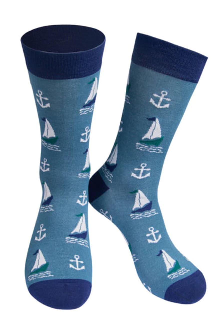 Miss Shorthair Sock Talk - Men's Nautical Navy Sailing Socks