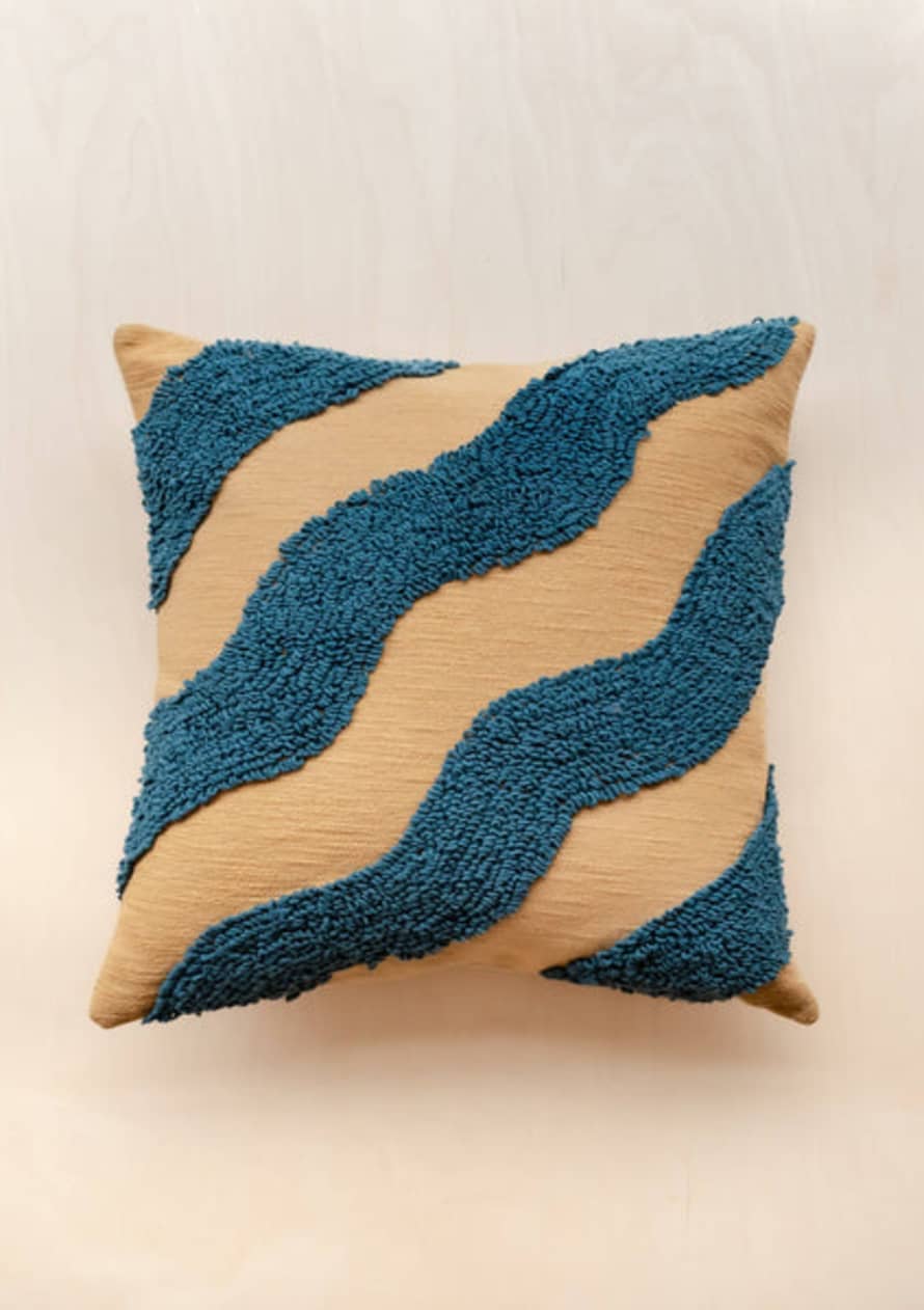 TBCo Textured Stone Wave Cotton Cushion Cover
