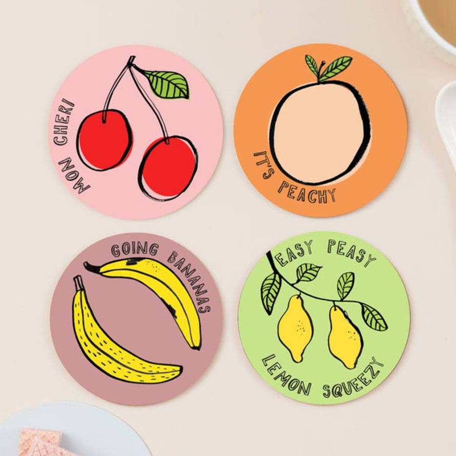 Karin Akesson Say It With Fruit Set Of Four Coasters