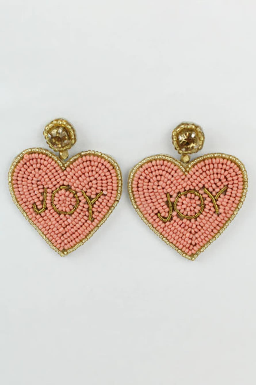 My Doris Pink Beaded Heart Joy Drop Earrings