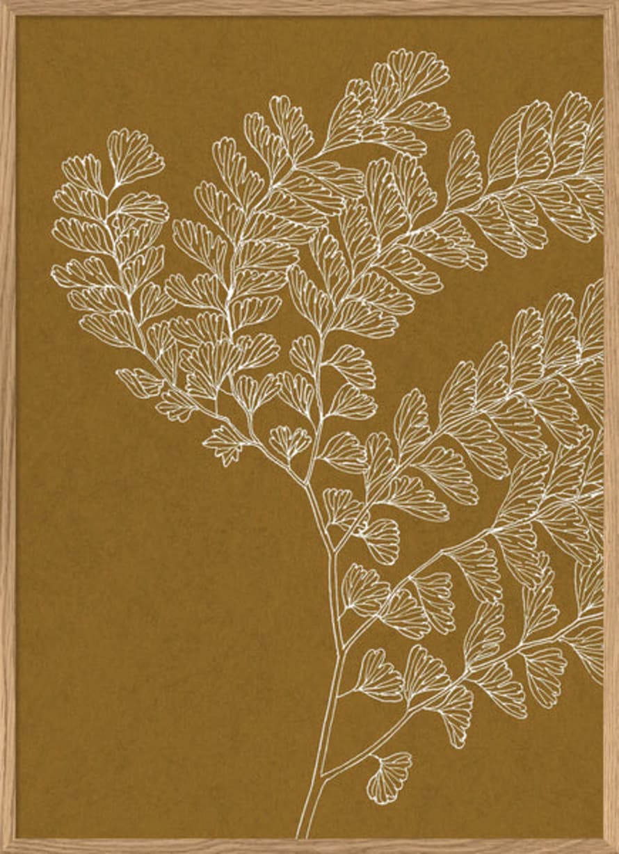 The Dybdahl Co. Fern Leaf Print Brown | Oak Framed