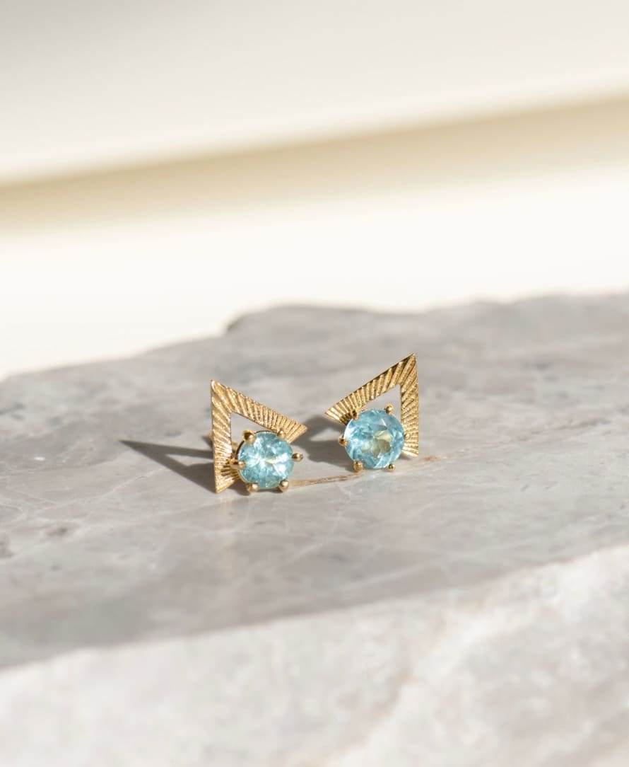 Zoe and Morgan  Violet Gold Blue Apatite Studs