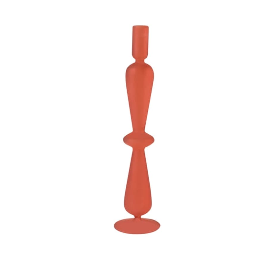Ivore Matte Glass Candlestick - Red