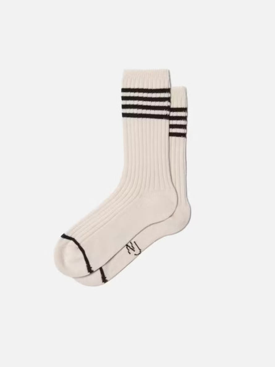 Nudie Tennis Stripe Socks - Off White/Black