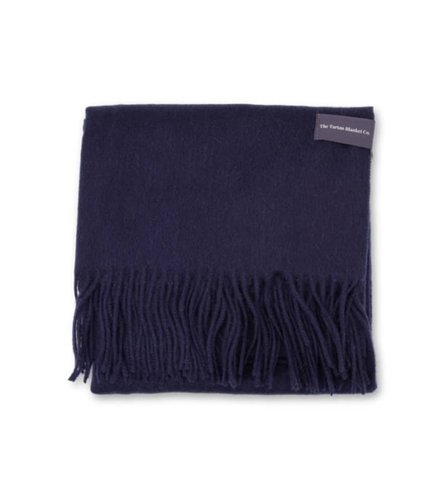 The Tartan Blanket Co. Lambswool Oversized Scarf, Navy Blue