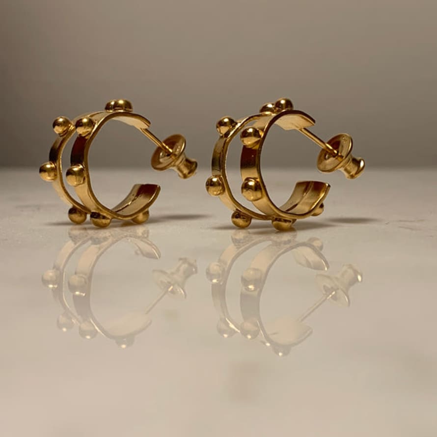 Risza Jewellery Sterling Silver Studded Huggies (earrings)