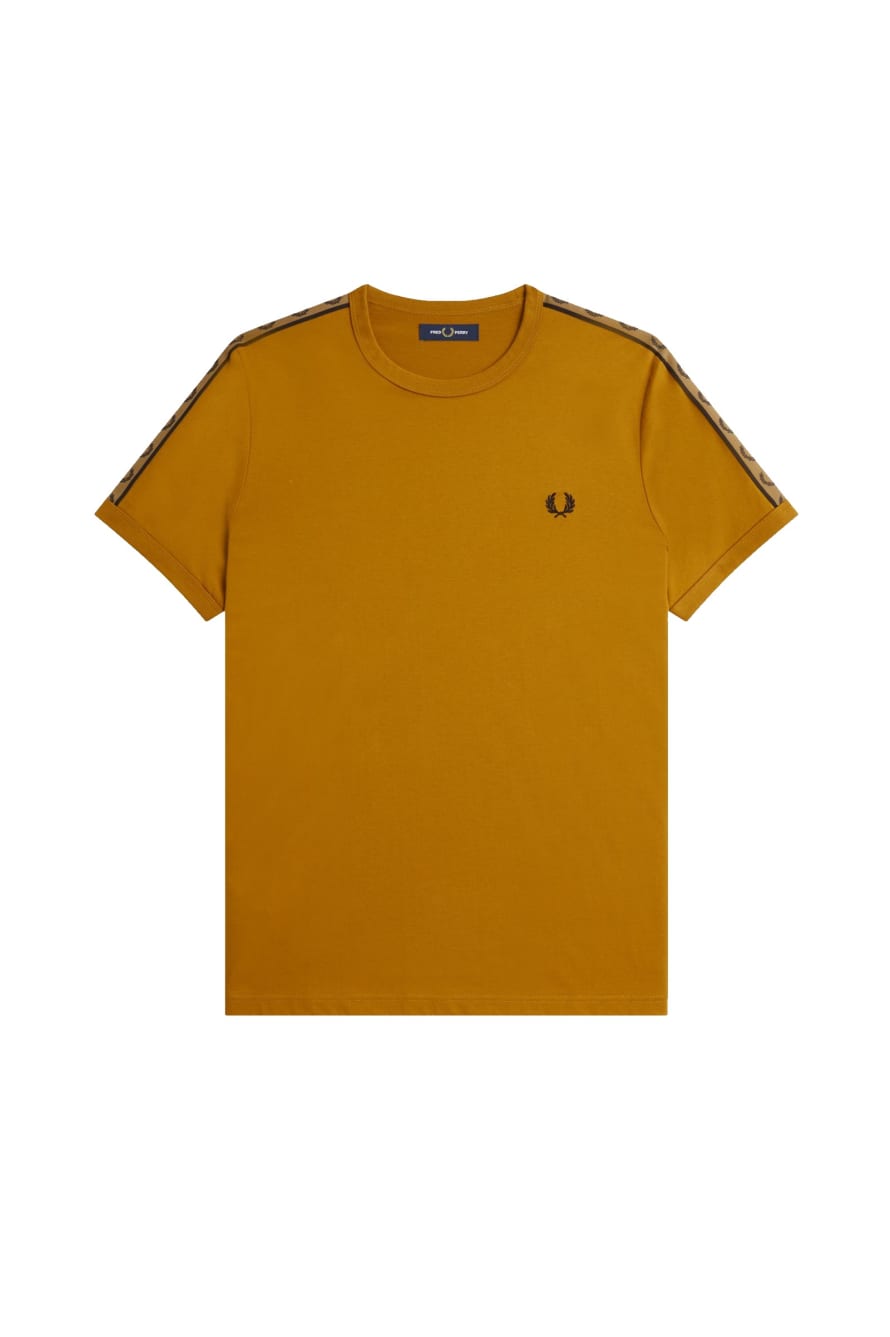 Fred Perry Taped Ringer T-Shirt Dark Caramel / Shaded Stone